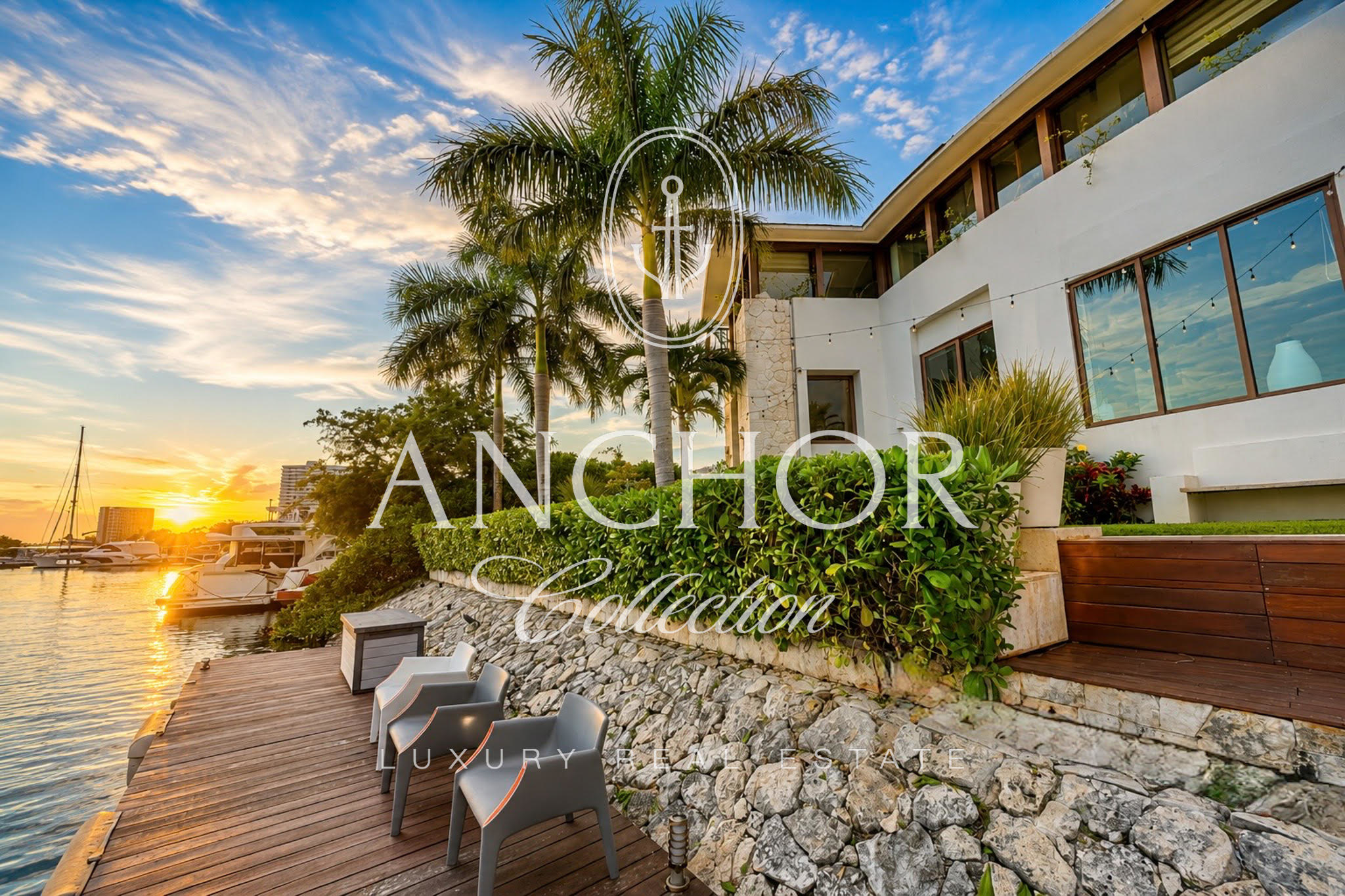 anchor collection real estate logo and tropical image